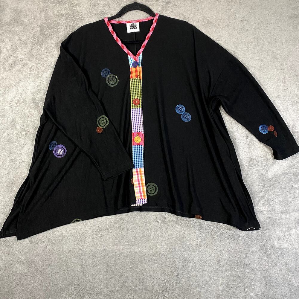 JG’S MAD LAB Womens XL Longsleeve Lagenlook Oversize Top Boho Art‎ to Wear